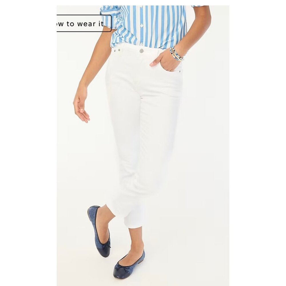 J.Crew $118 Curvy Essential Straight Jean White All Day Stretch Size 25 BX450